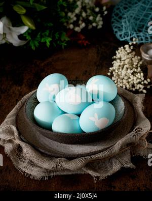 Unusual Easter . Concept of new life, rebirth. Rustic style. Vertical, copy space