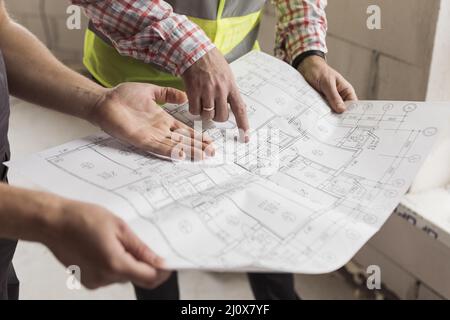 Close up hands holding project. High quality photo Stock Photo