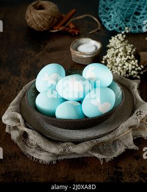 Unusual Easter . Concept of new life, rebirth. Rustic style. Vertical, copy space