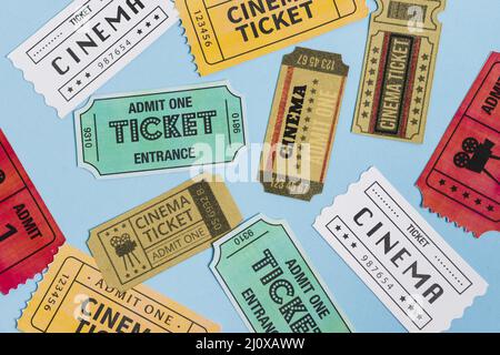 Top view cinema tickets. High quality photo Stock Photo
