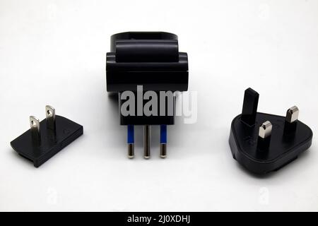 US plug, UK plug, European plug, isolated on white background Stock Photo