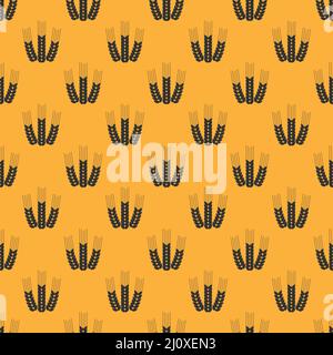 Oats, wheat, grain, rice Seamless pattern background. Simple texture with ears of wheat for wrapping paper, wallpaper, prints. Stock Vector