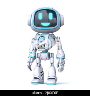 Cute blue robot doctor with stethoscope 3D Stock Photo