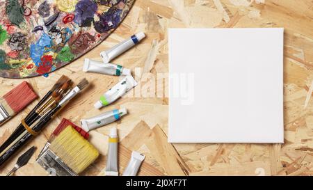 Squared canvas acrylics. High quality beautiful photo concept Stock Photo