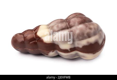 Chocolate sweets shaped as seashells isolated on white background Stock Photo