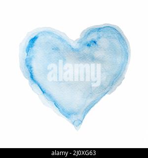Watercolor blue shape heart. High quality photo Stock Photo