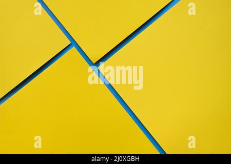 Overhead view four yellow cardboard papers. High quality beautiful photo concept Stock Photo
