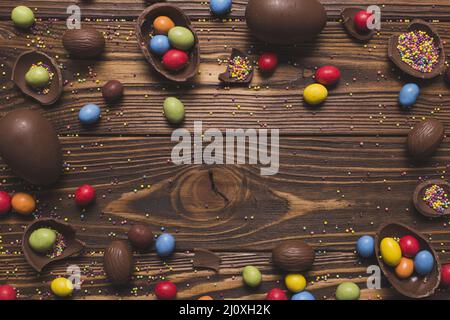 Easter sweets wooden background. High quality beautiful photo concept Stock Photo