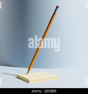 Close up office pencil top sticky notes. High quality beautiful photo concept Stock Photo
