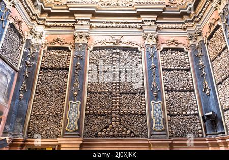 Milan, Italy. Ossuary Chapel in San Bernardino alle Ossa Church. Stock Photo