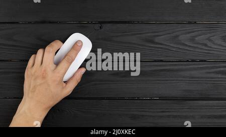 Hand holding mouse copy space. High quality beautiful photo concept Stock Photo