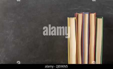 Arrangement different sized books with copy space. High quality beautiful photo concept Stock Photo