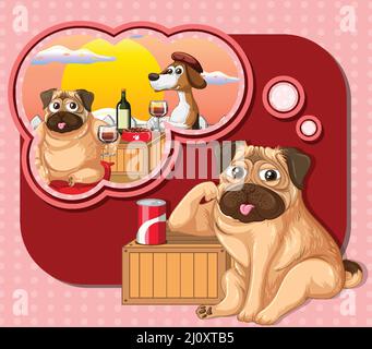A dog thinking with callouts illustration Stock Vector