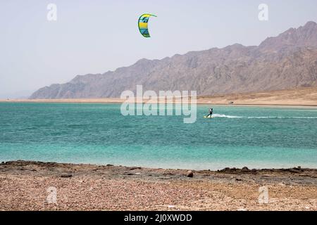 The magic of kite surfing is unbelievable Stock Photo