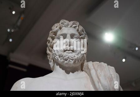 Statue of Poseidon, God of the sea in Greek mythology. Istanbul Archaeology Museum, Turkey. Stock Photo