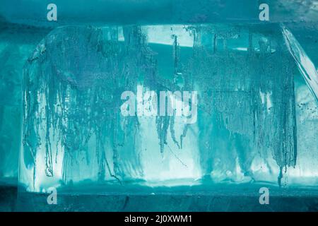 Structure of ice block for textured arctic concept backdrop, macro view ...