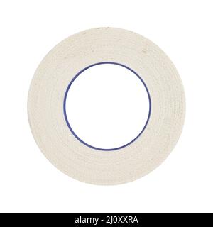 white roll band aid strip isolated on white background, reel of adhesive bandage, top view Stock Photo