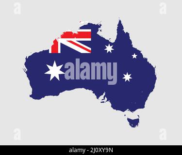 Australian Map Flag. Map of Australia with country flag of Australia. Vector illustration. Stock Vector