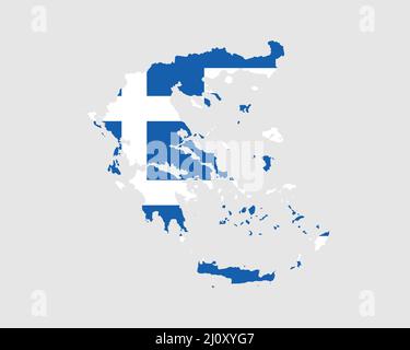 Greece Map Flag. Map of Hellas with the Greek country banner. Vector Illustration. Stock Vector