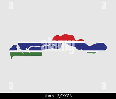 The Gambia Map Flag. Map of Republic of The Gambia with the Gambian country banner. Vector Illustration. Stock Vector