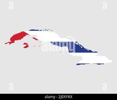 Cuba Map Flag. Map of Cuba with the Cuban country banner. Vector Illustration. Stock Vector