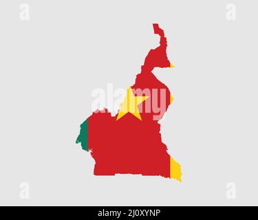 Cameroon Map Flag. Map of Cameroon with the Cameroonian country flag. Vector Illustration. Stock Vector