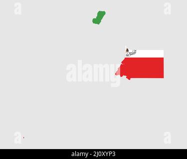 Equatorial Guinea Map Flag. Map of Equatorial Guinea with the Equatoguinean country banner. Vector Illustration. Stock Vector