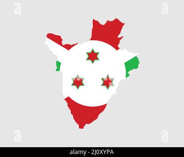 Burundi Map Flag. Map of Burundi with the Burundian country flag. Vector Illustration. Stock Vector