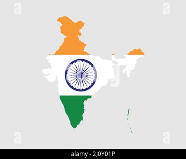 India Map Flag. Map of the Republic of India with the Indian country banner. Vector Illustration. Stock Vector