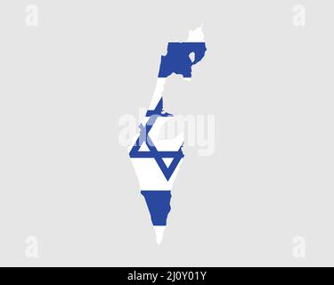 Israel Map Flag. Map of the State of Israel with the Israeli country banner. Vector Illustration. Stock Vector