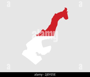 Monaco Map Flag. Map of the Principality of Monaco with the Monacan country banner. Vector Illustration. Stock Vector