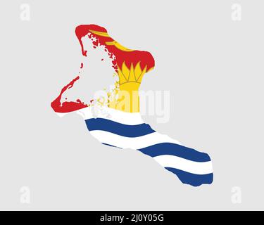Kiribati Map Flag. Map of the Republic of Kiribati with country banner. Vector Illustration. Stock Vector