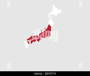 Japan Map Flag. Map of Japan with the Japanese country banner. Vector Illustration. Stock Vector