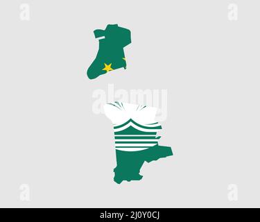 Macau Map Flag. Map of Macao with Macanese banner. Vector Illustration. Stock Vector