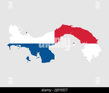 Panama Flag Map. Map of the Republic of Panama with the Panamanian country banner. Vector Illustration. Stock Vector