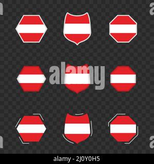National symbols of Austria on a dark transparent background, vector flags of Austria. Vector illustration. Stock Vector