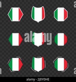 National symbols of Italy on a dark transparent background, vector flags of Italy. Vector illustration. Stock Vector