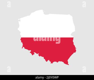 Poland Flag Map. Map of the Republic of Poland with the Polish country banner. Vector Illustration. Stock Vector