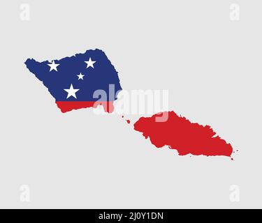 Samoa Flag Map. Map of the Independent State of Samoa with the Samoan country banner. Vector Illustration. Stock Vector