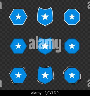 National symbols of Somalia on a dark transparent background, vector flags of Somalia. Vector illustration. Stock Vector