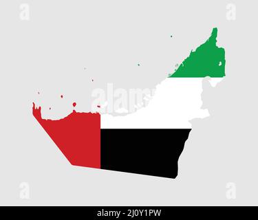 United Arab Emirates Flag Map. Map of UAE with the Emirati country banner. Vector Illustration. Stock Vector