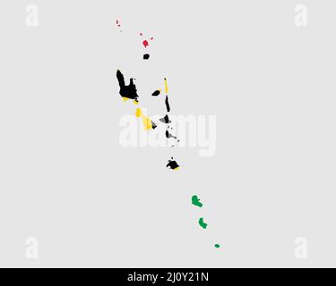 Vanuatu Flag Map. Map of the Republic of Vanuatu with the Vanuatuan country banner. Vector Illustration. Stock Vector