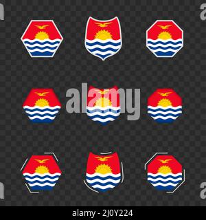 National symbols of Kiribati on a dark transparent background, vector flags of Kiribati. Vector illustration. Stock Vector
