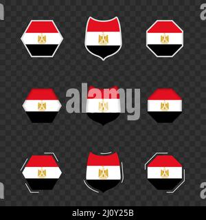 National symbols of Egypt on a dark transparent background, vector flags of Egypt. Vector illustration. Stock Vector