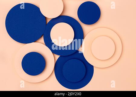 Blue peach paper circles background. High quality photo Stock Photo