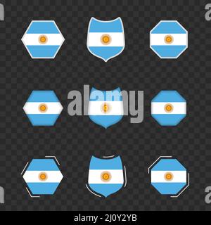 National symbols of Argentina on a dark transparent background, vector flags of Argentina. Vector illustration. Stock Vector