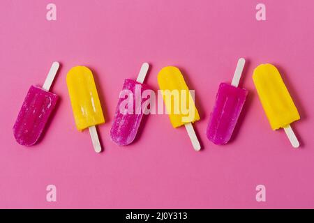 Top view flavored ice cream sticks. High quality photo Stock Photo