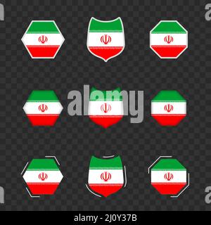 National symbols of Iran on a dark transparent background, vector flags of Iran. Vector illustration. Stock Vector