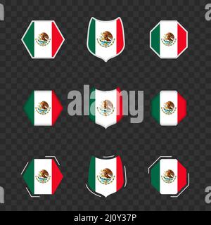 National symbols of Mexico on a dark transparent background, vector flags of Mexico. Vector illustration. Stock Vector