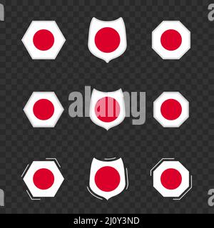 Japan national symbols flags map and made in Japan badges vector ...